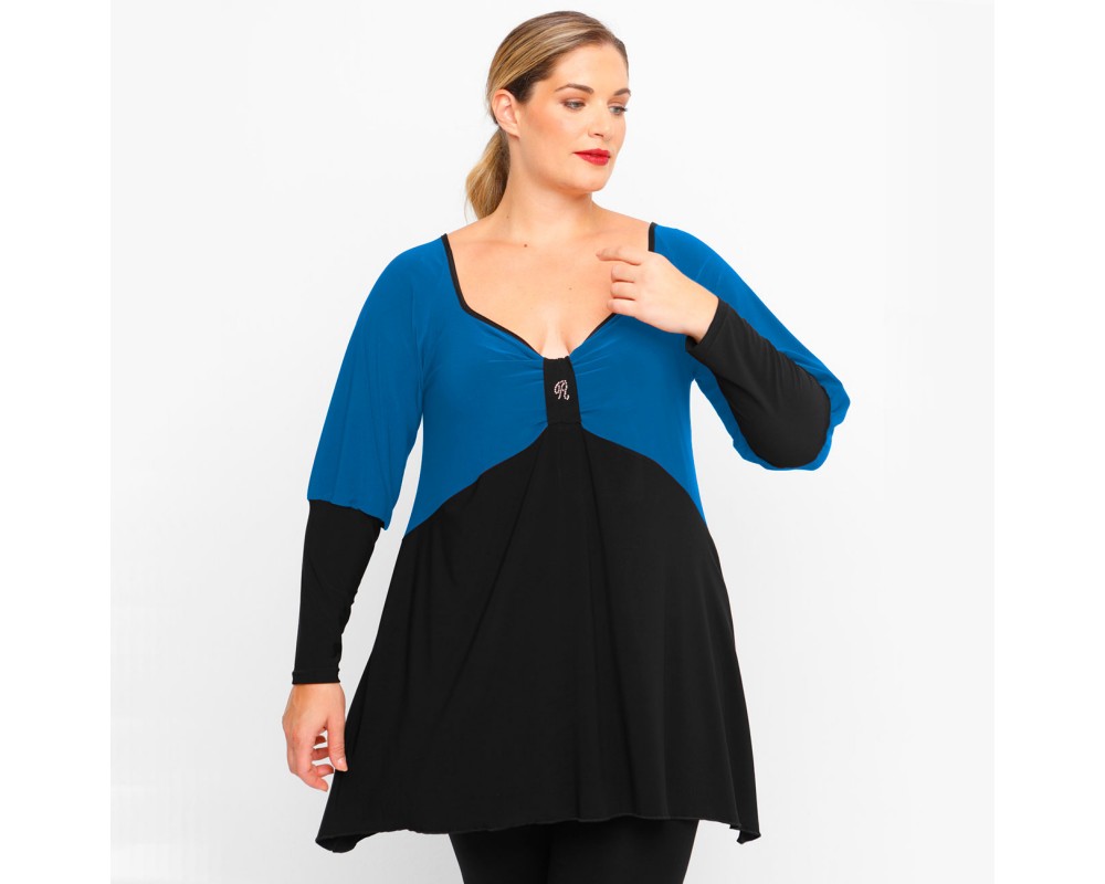 B23-161 Alpha Blouse - Petrol Plus Size