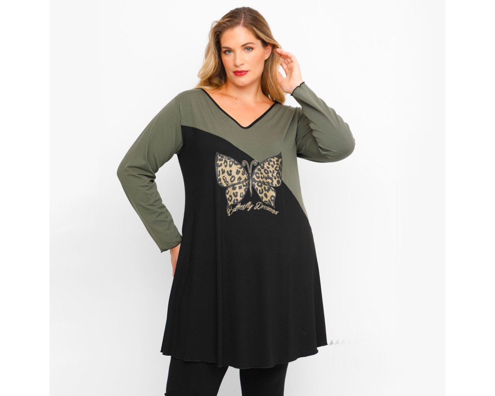 B23-1876-VK Blousedress with print Plus Size
