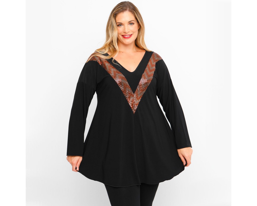 B23-2209 Printed Blouse - Bronze Plus Size