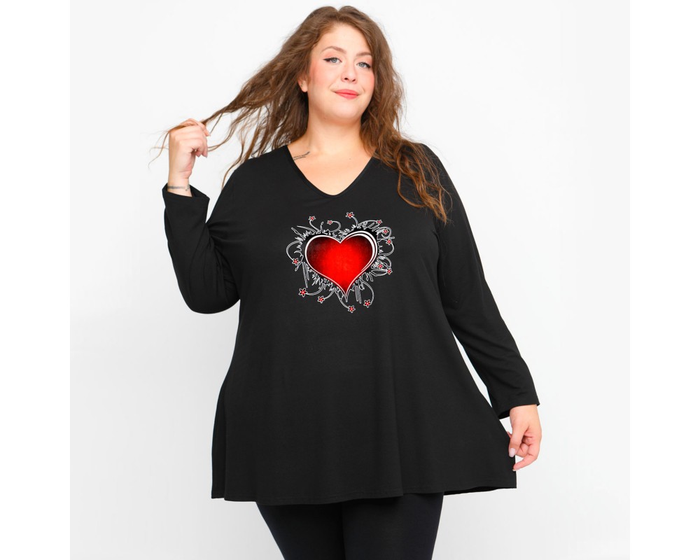 B23-227V-S-29 Blouse with print Plus Size