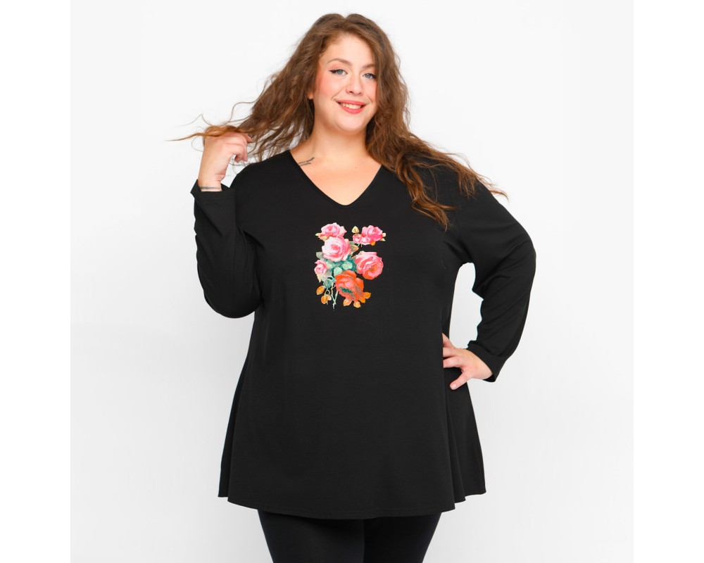 B23-227V-S-30 Blouse with print Plus Size