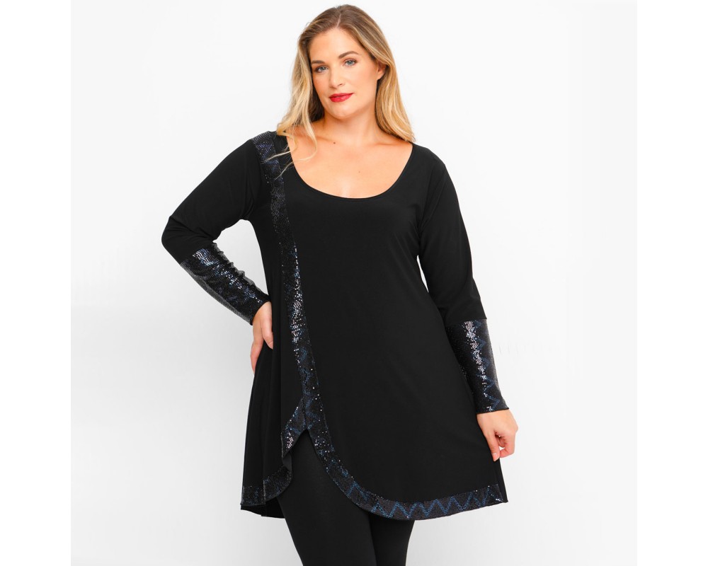 B23-2297 Evaze Blousedress - Black Plus Size