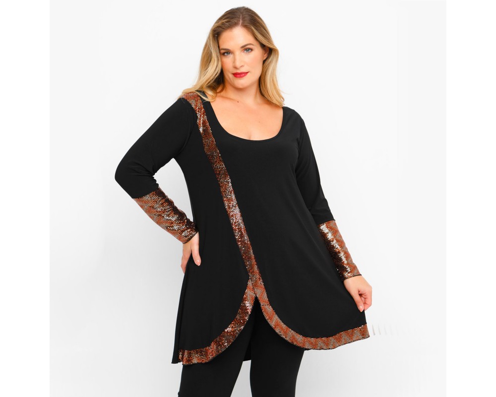 B23-2297 Evaze Blousedress - Bronze Plus Size
