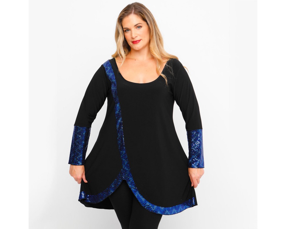 B23-2297 Evaze Blousedress - Royal Blue Plus Size
