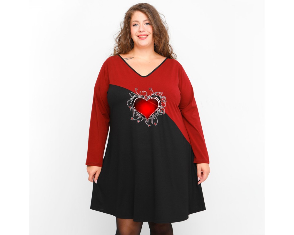 B23-2976-VK Blousedress with print Plus Size