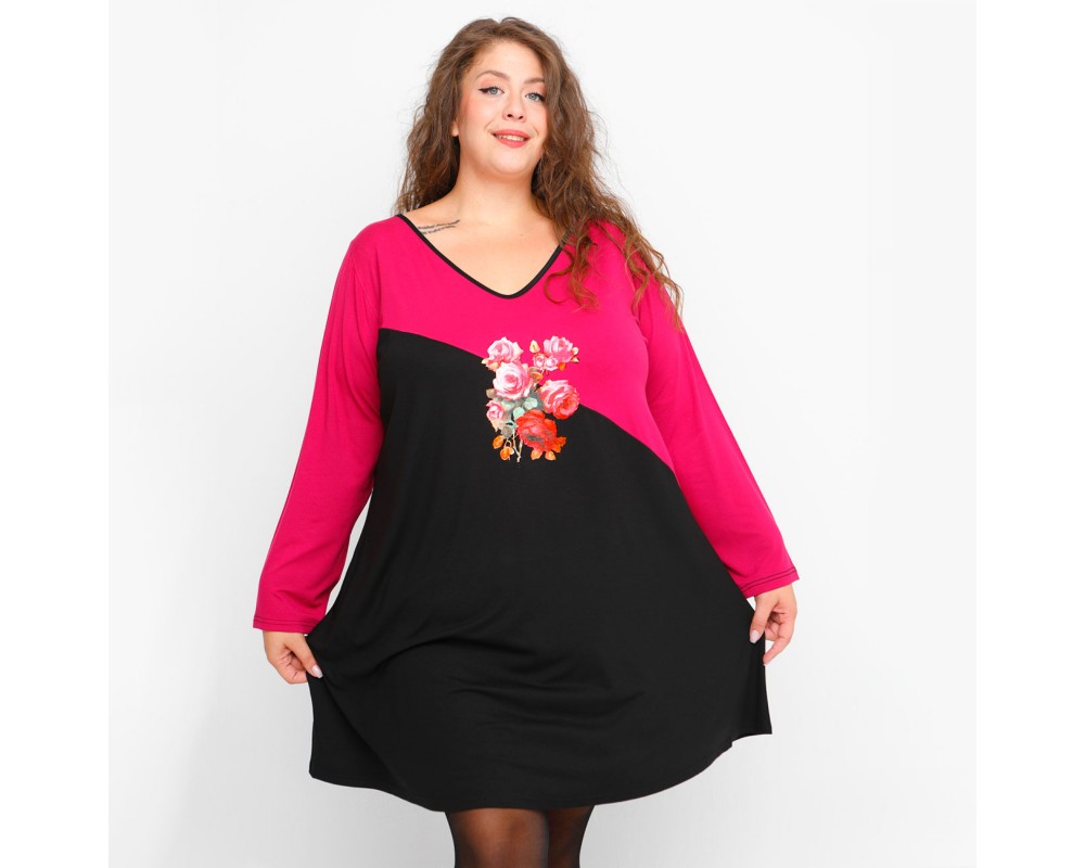B23-3076-VK Blousedress with print Plus Size