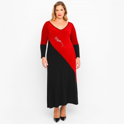 B23-3182FK Long dress with strass - Bordeaux B23-3182FK Long dress with strass - Bordeaux