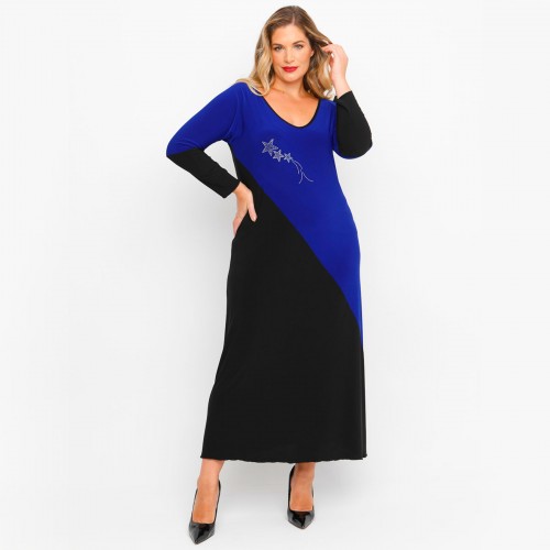 B23-3182FK Long dress with strass - Royal Blue B23-3182FK Long dress with strass - Royal Blue