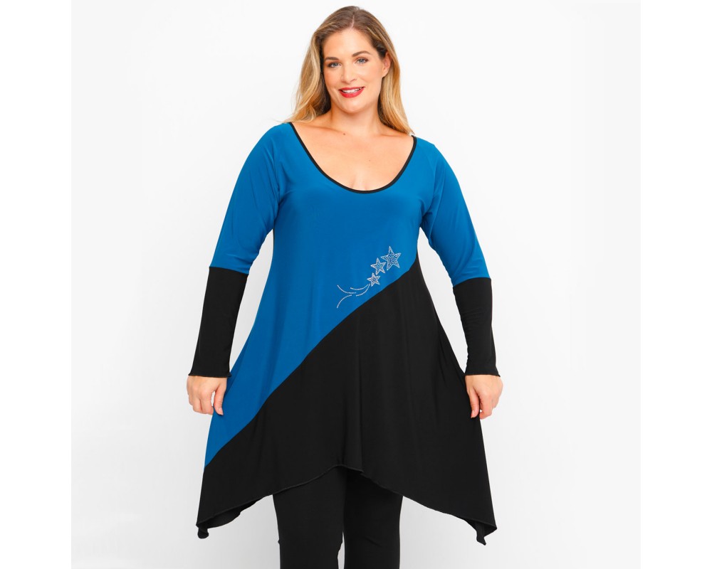 B23-3182K Evaze Blousedress - Petrol Plus Size
