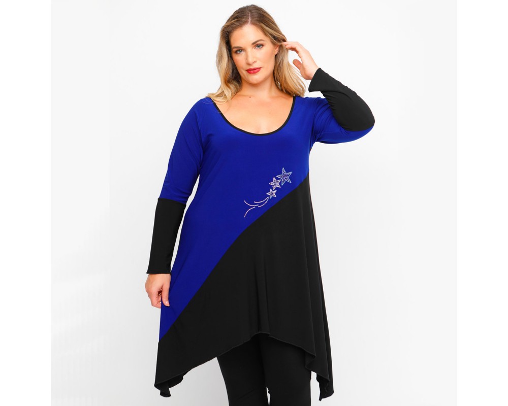 B23-3182K Evaze Blousedress - Royal Blue Plus Size