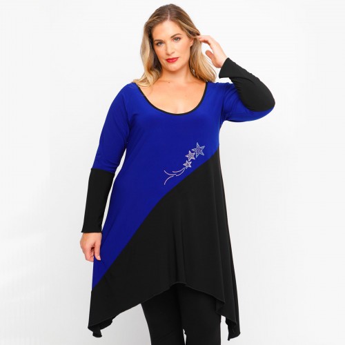 B23-3182K Evaze Blousedress - Royal Blue B23-3182K Evaze Blousedress - Royal Blue