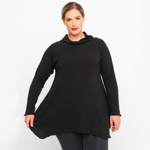 B23-323AKZ Knitted Alpha Blouse - Black B23-323AKZ Knitted Alpha Blouse - Black