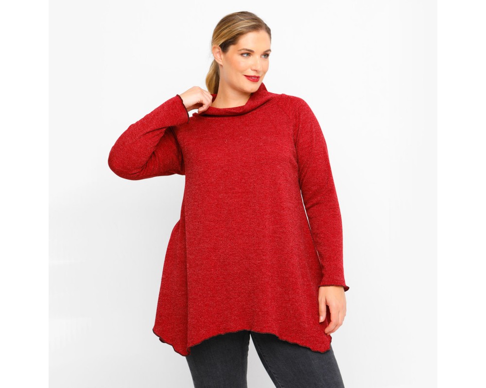 B23-323AKZ Knitted Alpha Blouse - Bordeaux Plus Size