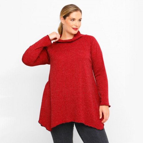 B23-323AKZ Knitted Alpha Blouse - Bordeaux B23-323AKZ Knitted Alpha Blouse - Bordeaux