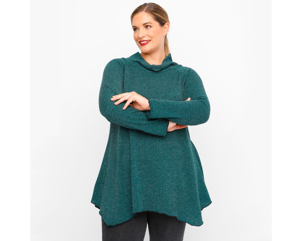 B23-323AKZ Knitted Alpha Blouse - Green Plus Size