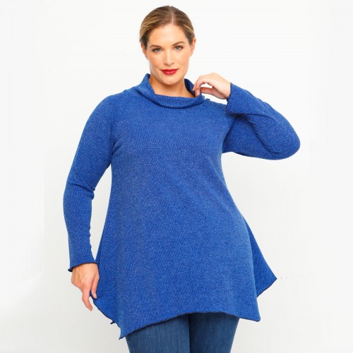 B23-323AKZ Knitted Alpha Blouse - Royal Blue B23-323AKZ Knitted Alpha Blouse - Royal Blue
