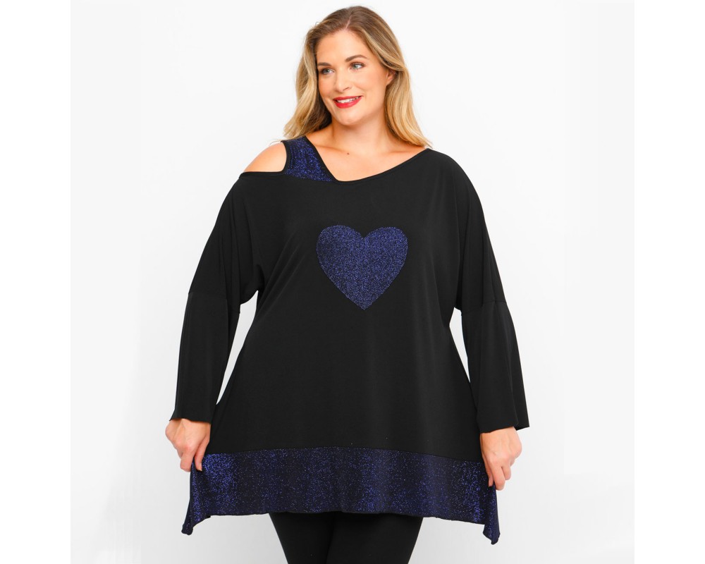 B23-5258 Alpha Reglan Blouse - Blue Plus Size