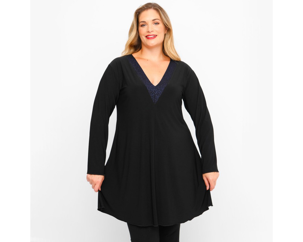 B23-5276V Evaze Blousedress - Blue Plus Size