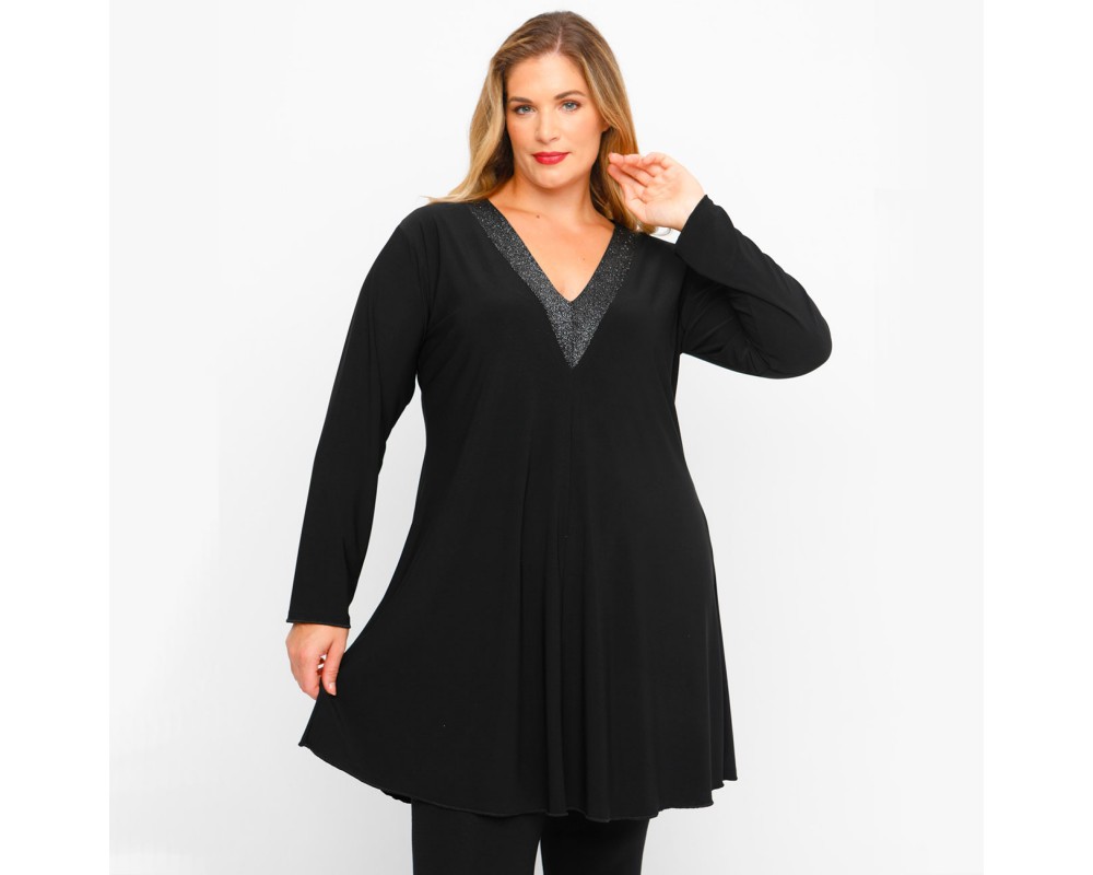 B23-5276V Evaze Blousedress - Silver Plus Size