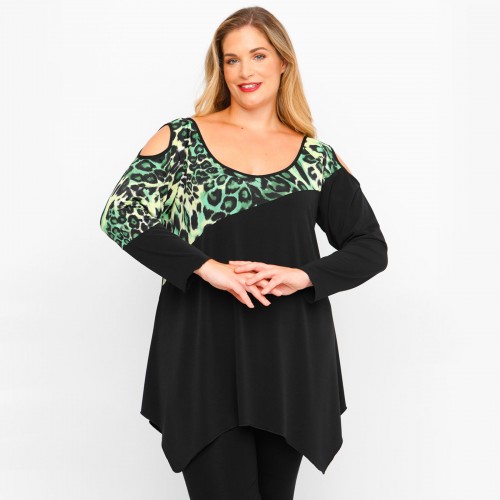 B23-6023ATF Blouse with print - Green B23-6023ATF Blouse with print - Green