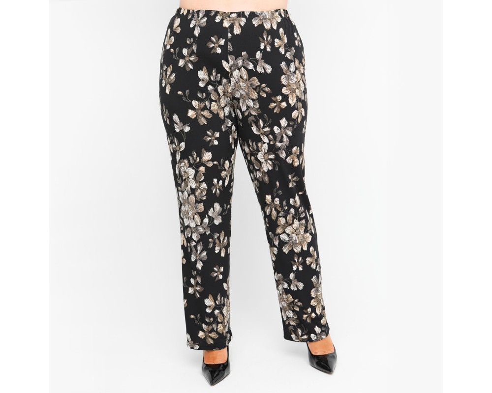 B23-9252 Fitted Floral Trousers Plus Size