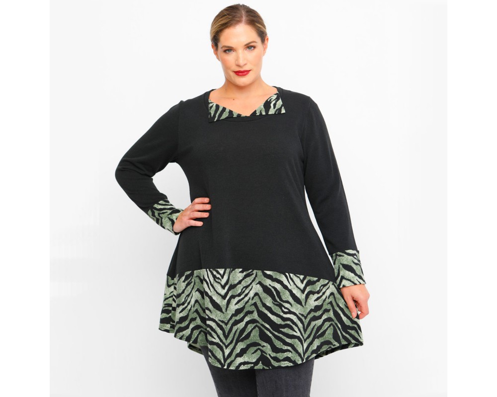 B23-9620 Knitted Blousedress - Green Plus Size