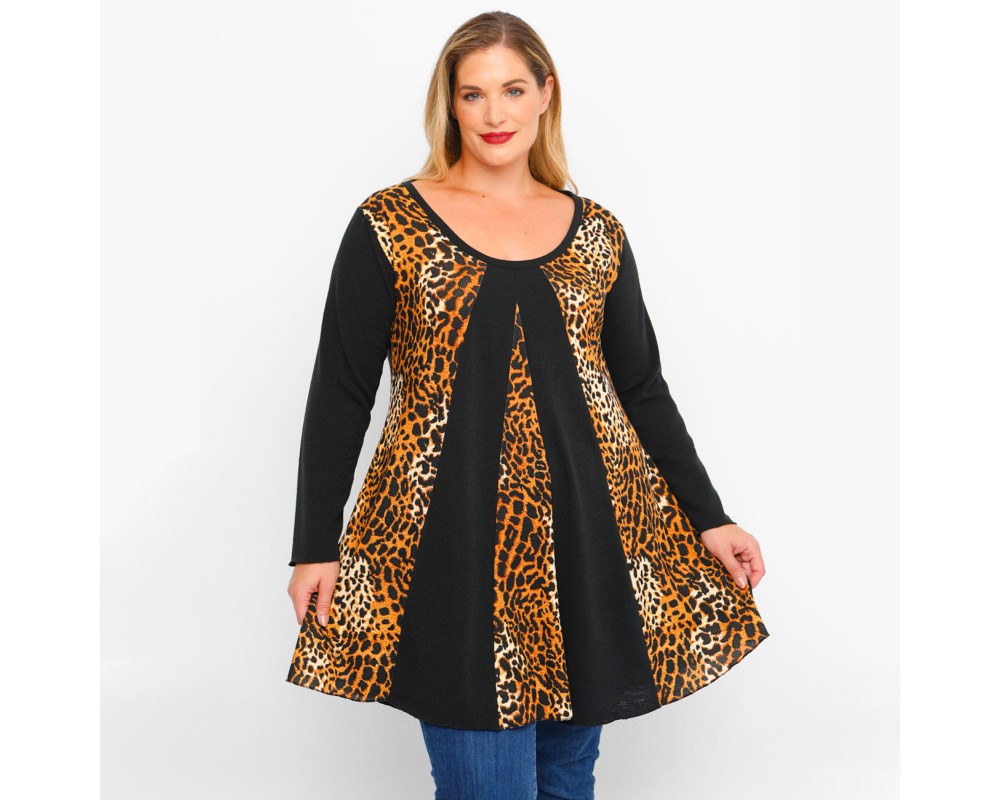 B23-9676K Knitted Blousedress - Rust Plus Size