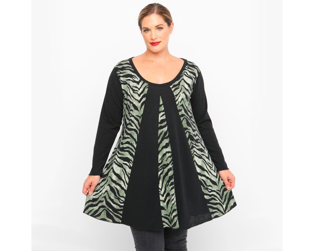 B23-9676K Knitted Blousedress - Green Plus Size