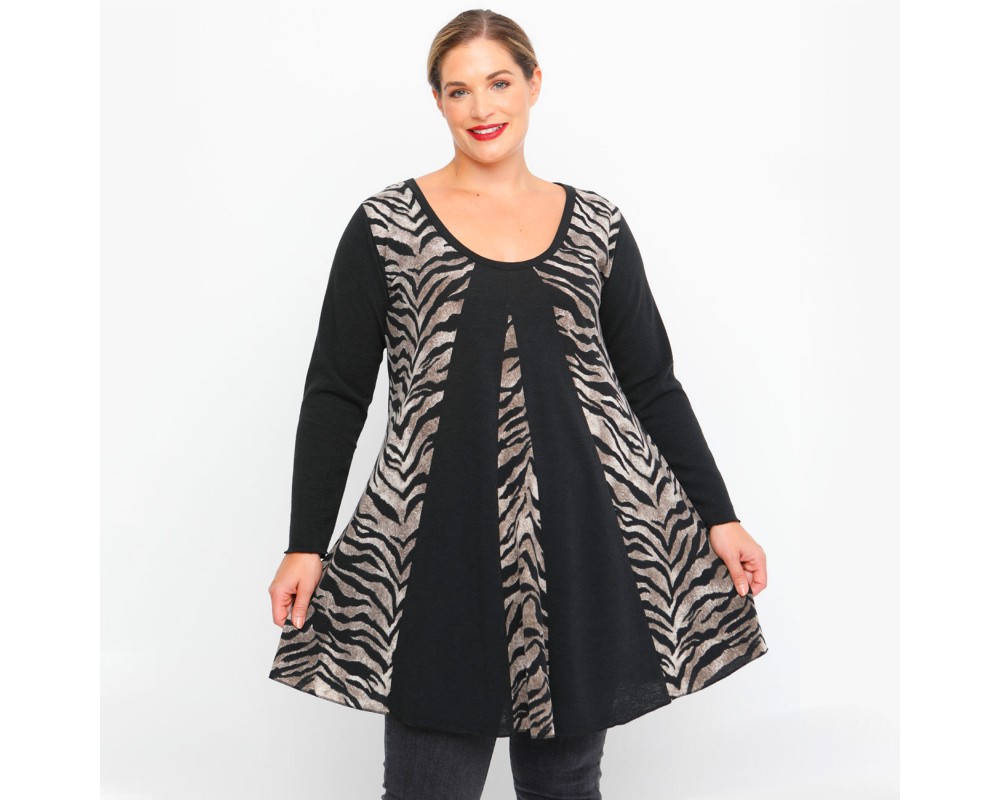 B23-9676K Knitted Blousedress - Grey Plus Size