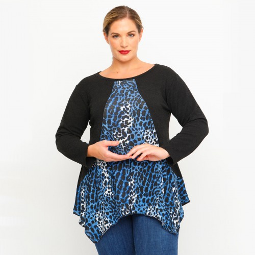 B23-323AKZ Knitted Alpha Blouse - Blue B23-323AKZ Knitted Alpha Blouse - Blue