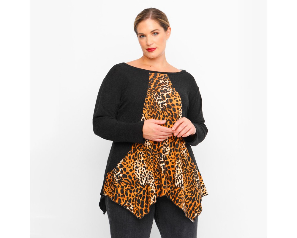 B23-323AKZ Knitted Alpha Blouse - Rust Plus Size