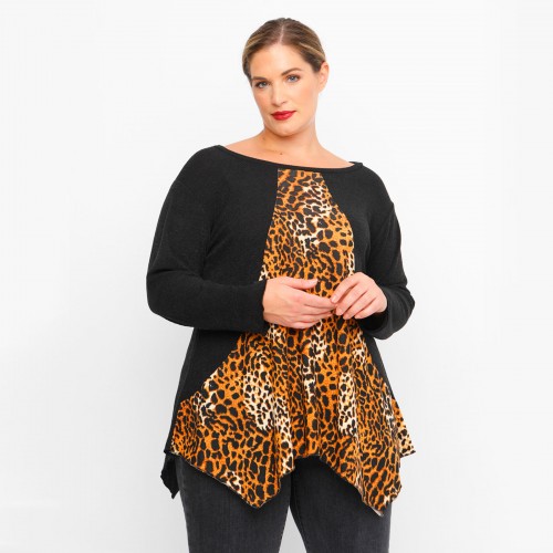 B23-323AKZ Knitted Alpha Blouse - Rust B23-323AKZ Knitted Alpha Blouse - Rust