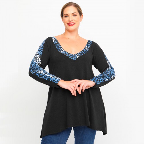 B23-9749 Blouse with print - Blue B23-9749 Blouse with print - Blue