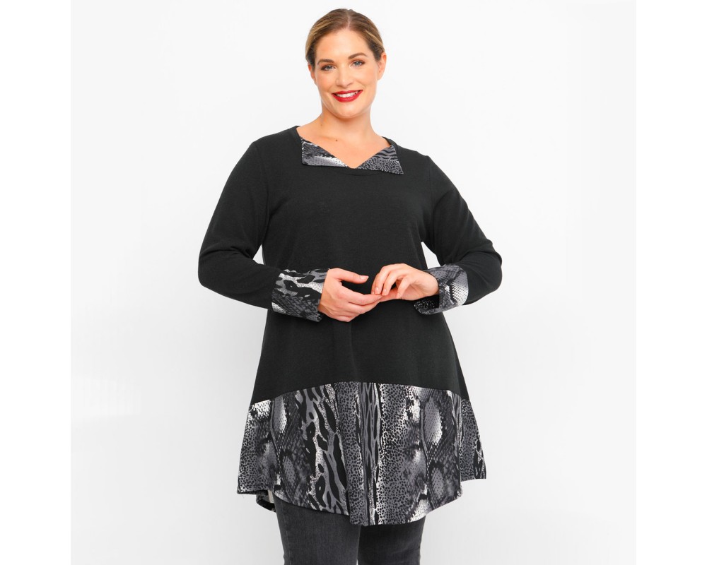 B23-9820 Knitted Blousedress - Grey Plus Size