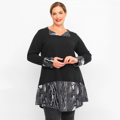 B23-9820 Knitted Blousedress - Grey B23-9820 Knitted Blousedress - Grey