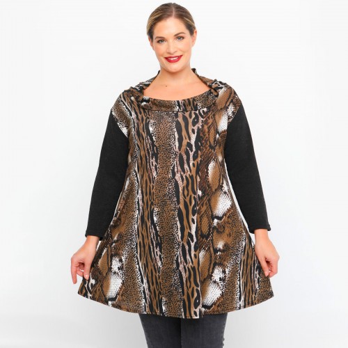 B23-9875 Blousedress with Pattern - Brown B23-9875 Blousedress with Pattern - Brown